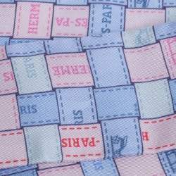 Pre Owned Hermes Light Blue & Pink Bolduc au Carre Silk Twilly