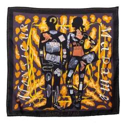 Pre Owned Hermès Black Monsieur et Madame Silk Gavroche Scarf