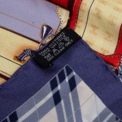 Pre Owned Hermès Blue & Orange H en Voyage Silk Gavroche Scarf