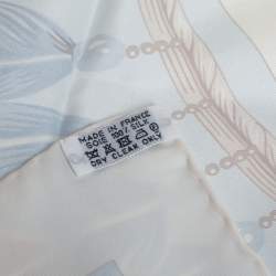 Pre Owned Hermès Pearl White Brazil Detail Silk Scarf