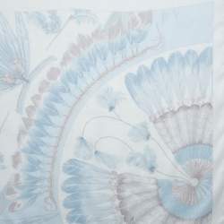 Pre Owned Hermès Pearl White Brazil Detail Silk Scarf