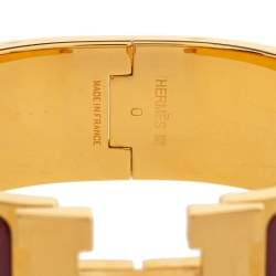 Hermès Clic Clac H Purple Enamel Gold Plated Wide Bracelet PM