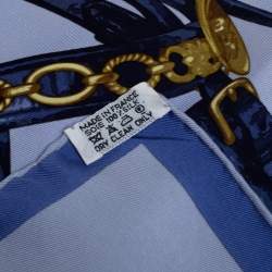 Pre Owned Hermès Blue Brides Rebelles Silk Scarf