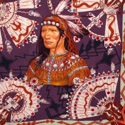 Pre Owned Hermès Purple Cosmogonie Apache Silk Scarf