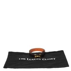Pre Owned Hermes Cacao/Orange Box Calf and Togo Leather Mini Constance Reversible Belt 90CM