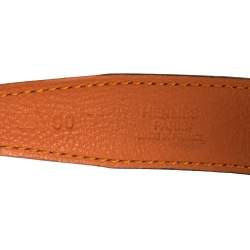 Pre Owned Hermes Cacao/Orange Box Calf and Togo Leather Mini Constance Reversible Belt 90CM