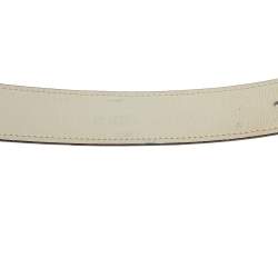 Pre Owned Hermes White/Natural Chamonix and Epsom Leather H Gris Moyen Reversible Belt 90CM