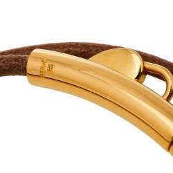 Pre Owned Hermes Cadena Heart Charm Leather Double Tour Bracelet