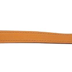 Pre Owned Hermès Orange Leather Palladium Plated Rivale Double Tour Bracelet M