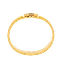 Pre Owned Hermès Clic H Yellow Enamel Gold Plated Narrow Bracelet PM