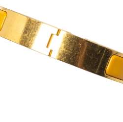 Pre Owned Hermès Clic H Yellow Enamel Gold Plated Narrow Bracelet PM