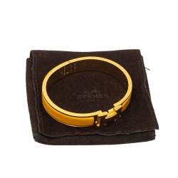 Pre Owned Hermès Clic H Yellow Enamel Gold Plated Narrow Bracelet PM