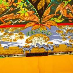Pre Owned Hermes Yellow Tropiques Silk Square Scarf
