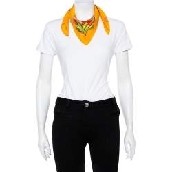 Pre Owned Hermes Yellow Tropiques Silk Square Scarf