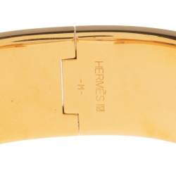 Pre Owned Hermès Clic Clac H Yellow Enamel Gold Plated Wide Bracelet PM