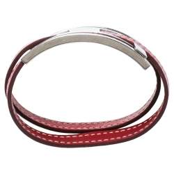 Pre Owned Hermès Rouge Garance Chamonix Leather Pousse Pousse Bracelet