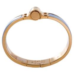 Pre Owned Hermes Charniere Uni Gold Plated Lavender Enamel Hinged Bracelet S
