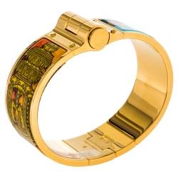 Pre Owned Hermes Gold Plated Merveilleuses Lanternes Enamel Hinged Bracelet S