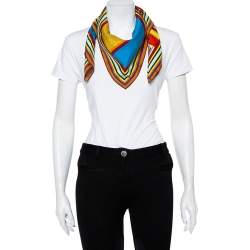 Pre Owned Hermes Multicolor Washington's Carriage Detail Washed Silk Square Scarf