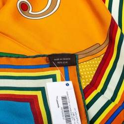 Pre Owned Hermes Multicolor Washington's Carriage Detail Washed Silk Square Scarf