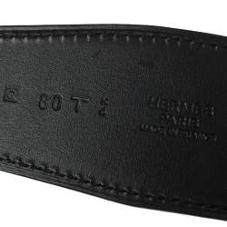 Pre Owned Hermes Black/Gris Etain Epsom/Chamonix Leather Constance Belt Strap 80 CM