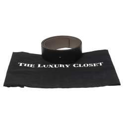 Pre Owned Hermes Black/Gris Etain Epsom/Chamonix Leather Constance Belt Strap 80 CM