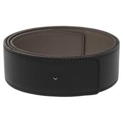 Pre Owned Hermes Black/Gris Etain Epsom/Chamonix Leather Constance Belt Strap 80 CM