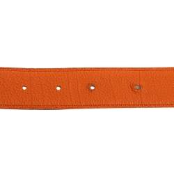 Pre Owned Hermes Orange/Noir Epsom and Box Leather Constance Reversible Belt 100 CM