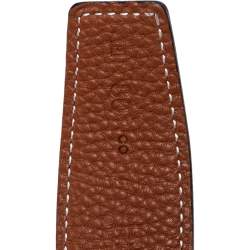 Pre Owned Hermes Noir/Gold Box and Togo Leather Hammered Finish H Buckle Reversible Belt 80 CM