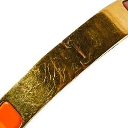Pre Owned Hermès Clic H Orange Enamel Gold Plated Narrow Bracelet PM