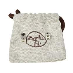 Pre Owned Hermes Cage d'H White Lacquer Palladium Plated Earrings