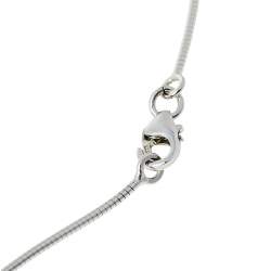 Pre Owned Hermes Cage d'H White Lacquer Palladium Plated Pendant Necklace