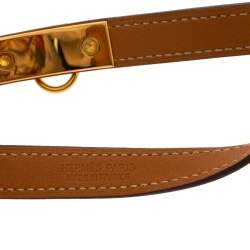 Pre Owned Hermès Brown Leather Rivale Double Tour Bracelet M