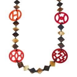 Pre Owned Hermès Brown Horn & Lacquered Lena Necklace