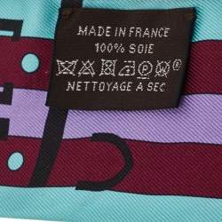 Pre Owned Hermès Blue & Green Rocabar Silk Twilly