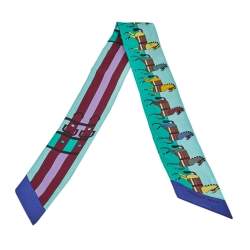 Pre Owned Hermès Blue & Green Rocabar Silk Twilly