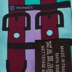 Pre Owned Hermès Blue & Green Rocabar Silk Twilly