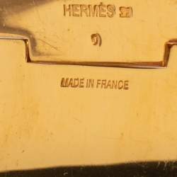 Pre Owned Hermès Clic Clac H Black Enamel Gold Plated Extra Wide Bracelet PM