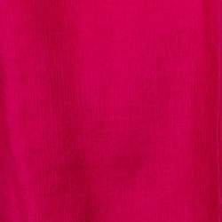 Pre Owned Hermès Pink Logo Printed Feather Light Cashmere & Silk Square Shawl