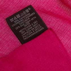 Pre Owned Hermès Pink Logo Printed Feather Light Cashmere & Silk Square Shawl