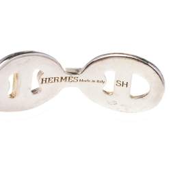 Pre Owned Hermes Chaine d'Ancre Enchainee Sterling Silver Cuff Bracelet SH