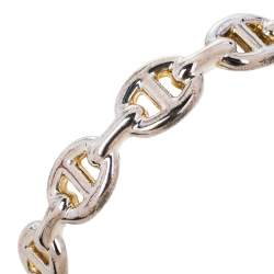 Pre Owned Hermes Chaine d'Ancre Enchainee Sterling Silver Cuff Bracelet SH