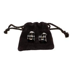 Pre Owned Hermès Pop H Black Lacquered Palladium Plated Stud Earrings