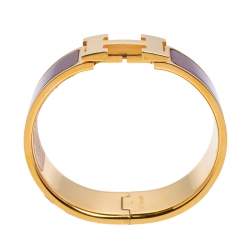 Pre Owned Hermès Clic Clac H Rouge Enamel Gold Plated Narrow Bracelet PM 