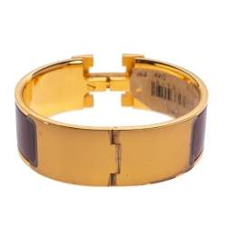 Pre Owned Hermès Clic Clac H Rouge Enamel Gold Plated Narrow Bracelet PM 