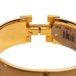 Pre Owned Hermès Clic Clac H Rouge Enamel Gold Plated Narrow Bracelet PM 