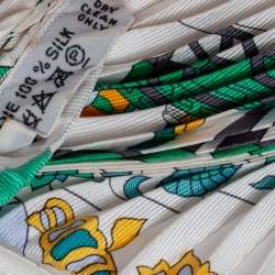 Pre Owned Hermes White Fantaisies Indiennes Printed Plisse Silk Scarf