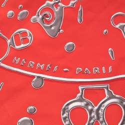 Pre Owned Hermes Red Cheval Fusion Silk Square Scarf
