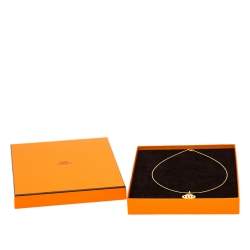 Pre Owned Hermès Gold Plated Lacquer Isatis Pendant Necklace