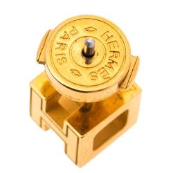 Pre Owned Hermes Cage d'H Red Lacquer Gold Plated Stud Earrings